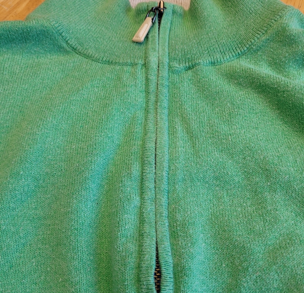 Peter Millar Sweater Quarter Zip Cotton Cashmere Green Medium - Picture 3 of 7
